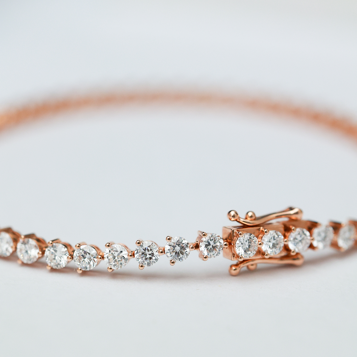 3.6 Carat Total Weight Round Cut Lab Grown Diamond Tennis Bracelet in 18K Rose Gold