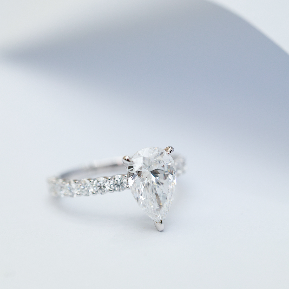 IGI Certificated  3 Carat Total Weight Pear Cut Lab Grown Diamond Engagement Ring in 18k White Gold