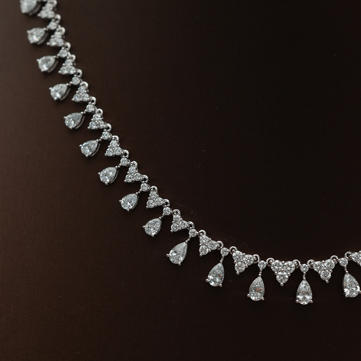 9 Carat Total Weight Mixed Cut Graduating Lab Grown Diamond Dangle Necklace in 18k White Gold