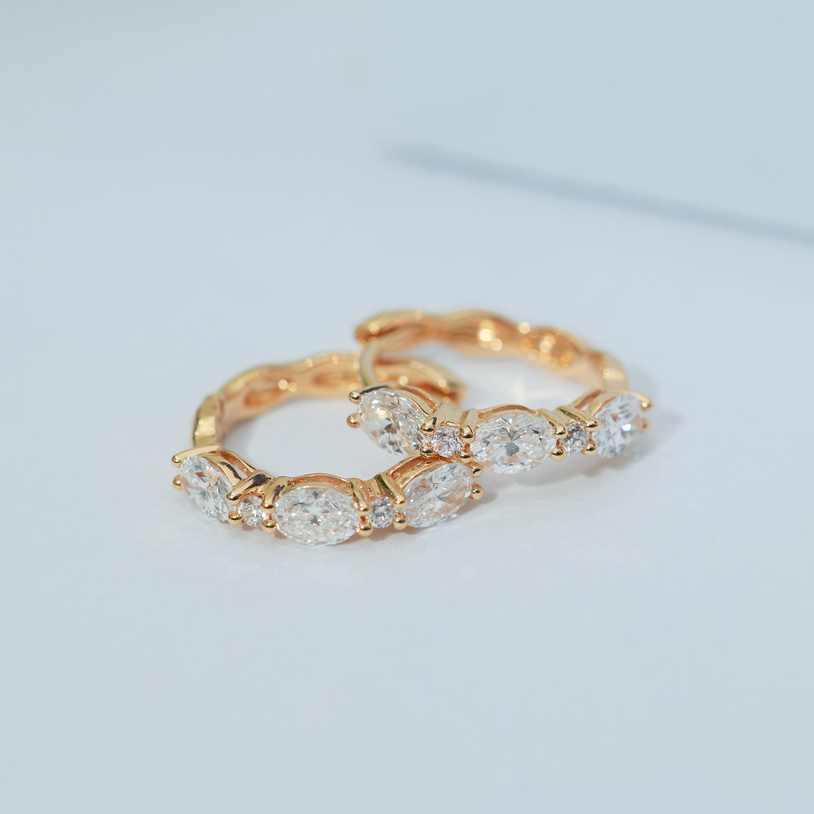 LMEW0006 5 Stone Oval and Round Cut Huggie Lab Grown Diamond Hoop Earrings (0.9 ct. tw.)