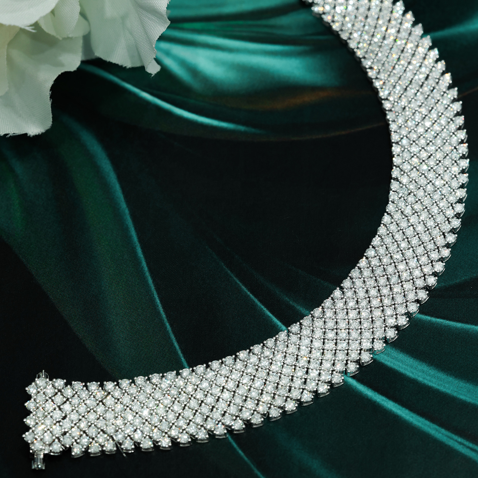  13 Carat Total Weight Nine Row Round Cut Lab Grown Diamond Tennis Garbo Diamond Bracelet-Light Mark