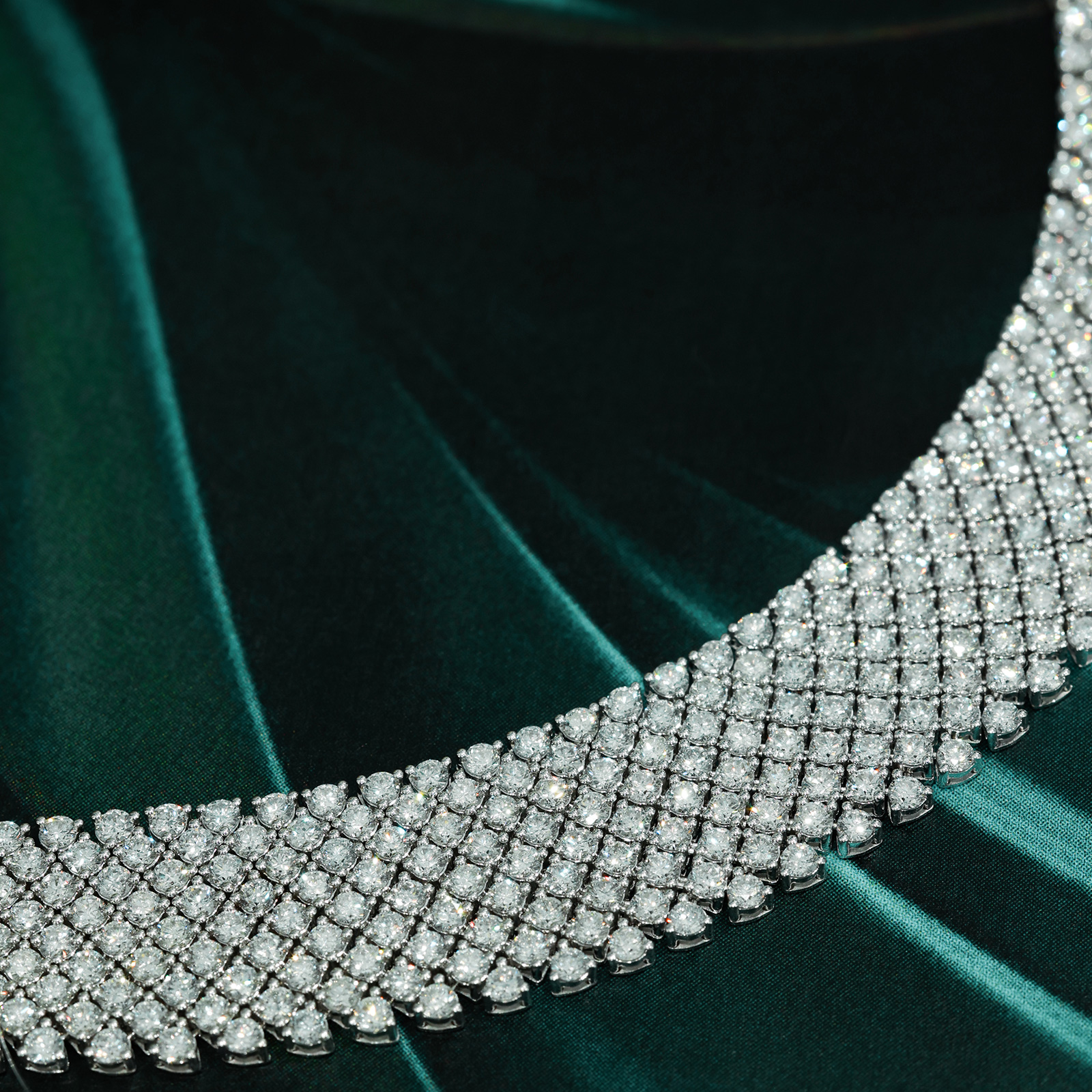  13 Carat Total Weight Nine Row Round Cut Lab Grown Diamond Tennis Garbo Diamond Bracelet-Light Mark