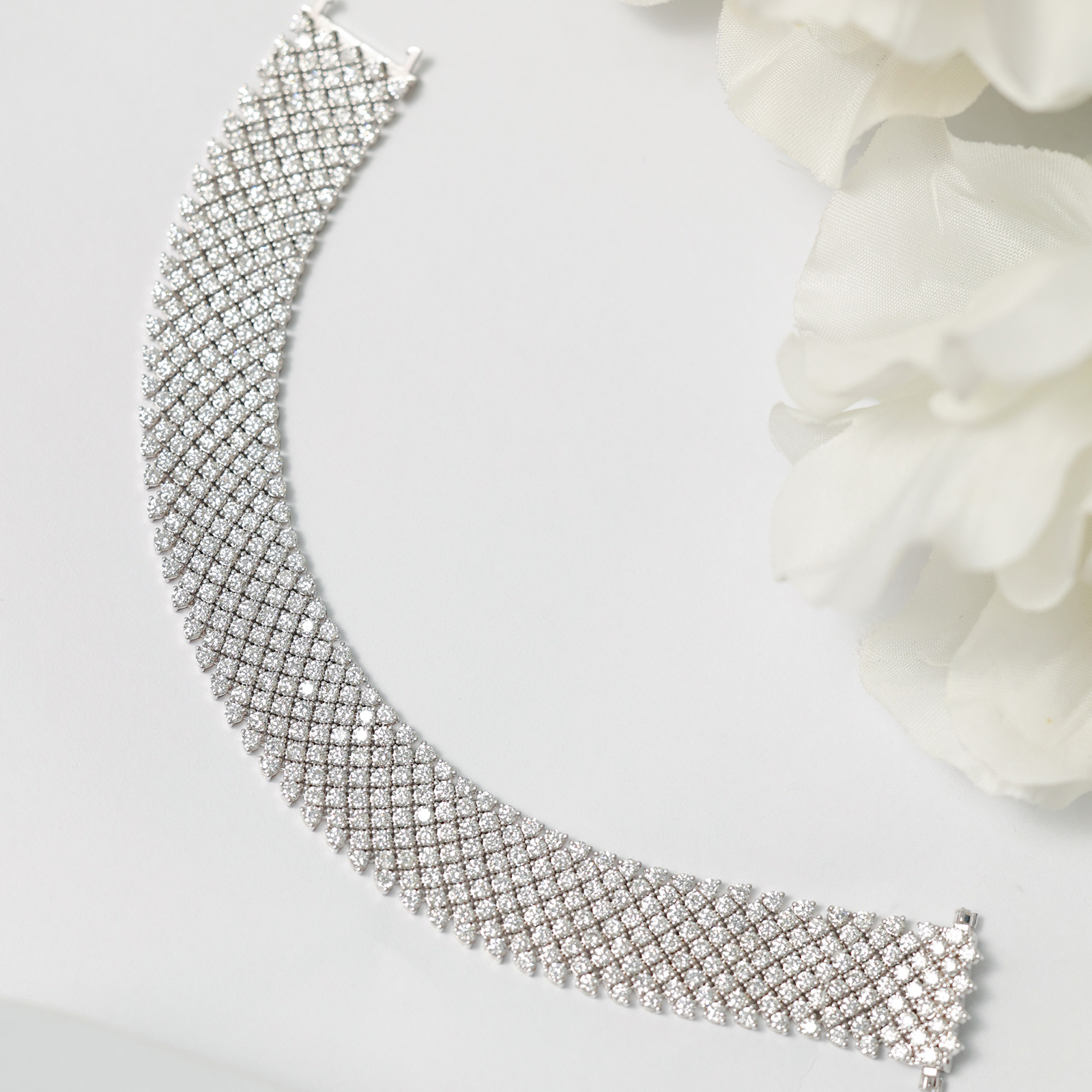  13 Carat Total Weight Nine Row Round Cut Lab Grown Diamond Tennis Garbo Diamond Bracelet-Light Mark