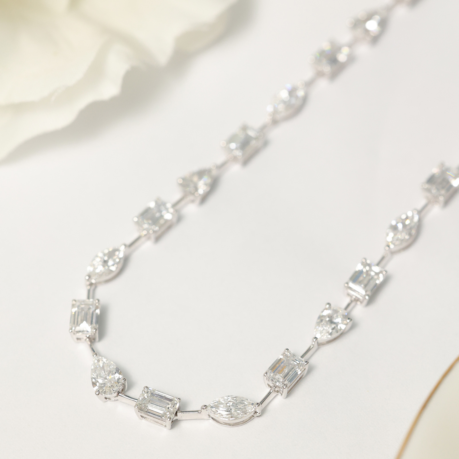 LMNW0004  7 Ct. Tw. Fancy Shaped Diamond Mix Necklace In 18k White Gold