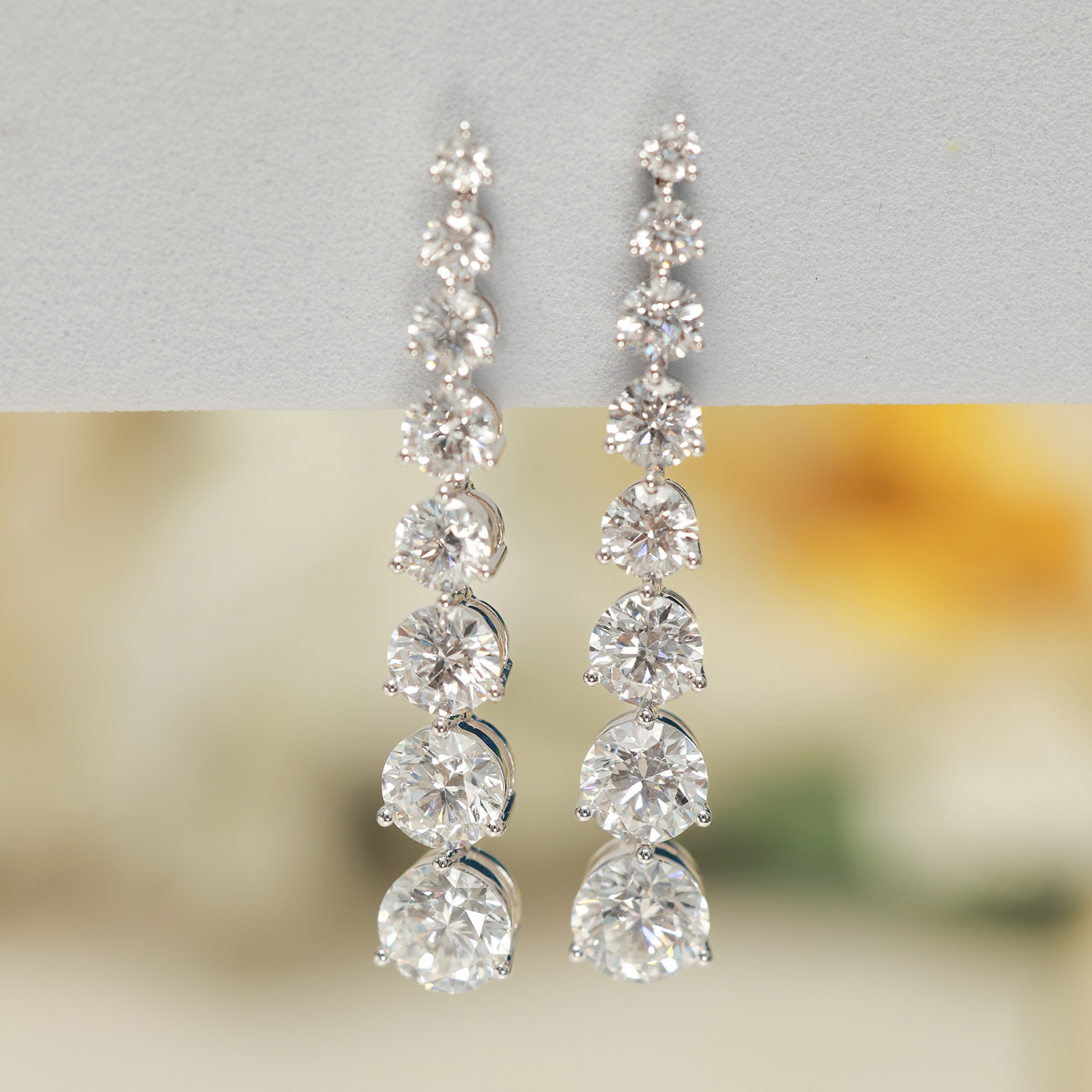 LMEW0003  Round Shape 8 Stone Lab Grown Diamond Liner Drop Earring in 18k White Gold (6.8 ct. tw.)