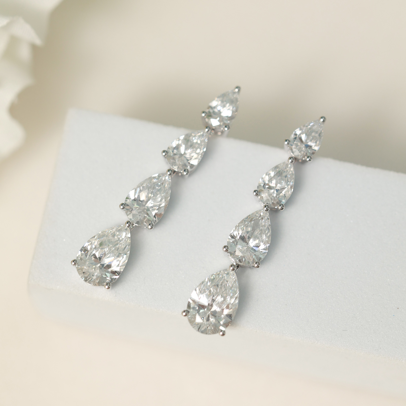 LMEW0001  IGI Certificated Elegant Pear Cut Lab Grown Diamond Drop Earring (6.7 ct. tw.) 