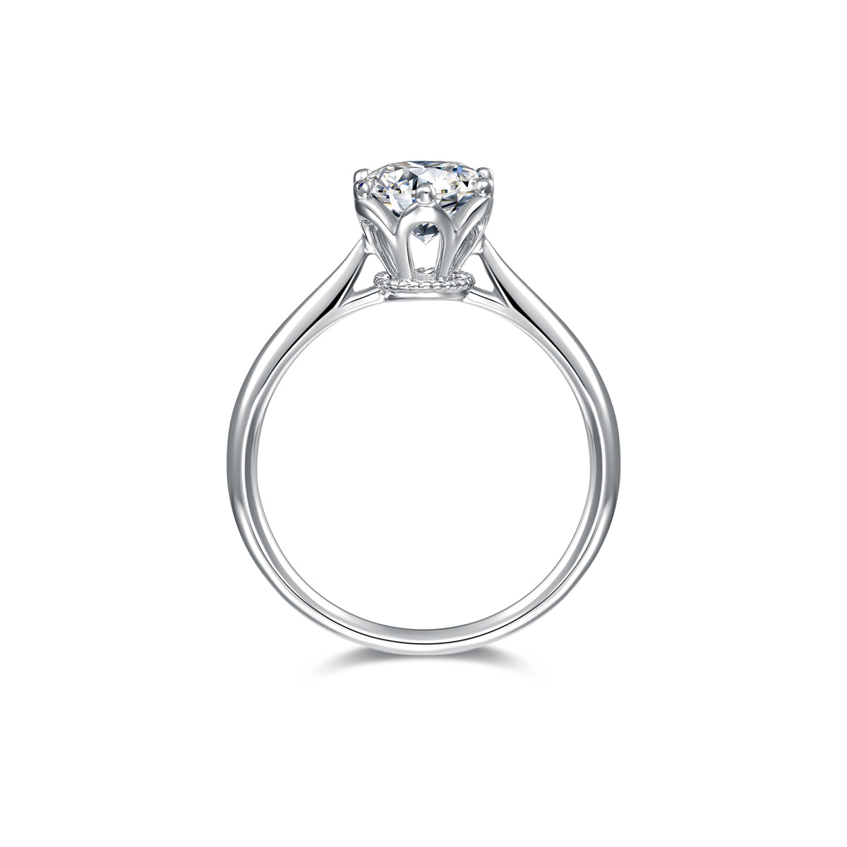 1 Carat Round Cut Lab Grown Diamond Petal Solitaire Engagement Ring