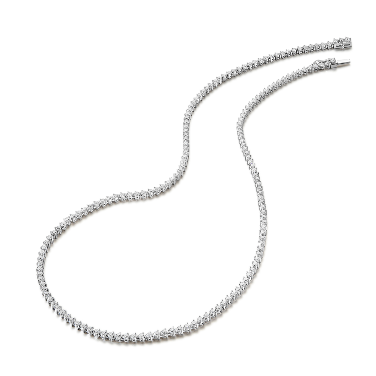 4.4 Carat Total Weight Brilliant Round Cut Lab Grown Diamond Tennis Necklace in 18k White Gold