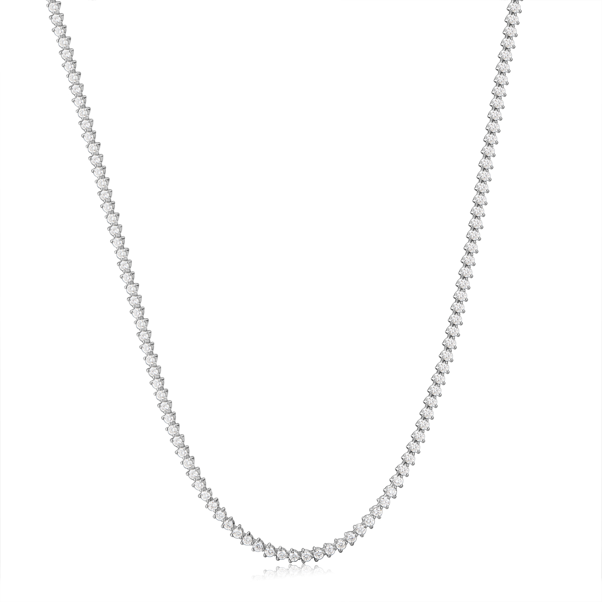 4.4 Carat Total Weight Brilliant Round Cut Lab Grown Diamond Tennis Necklace in 18k White Gold
