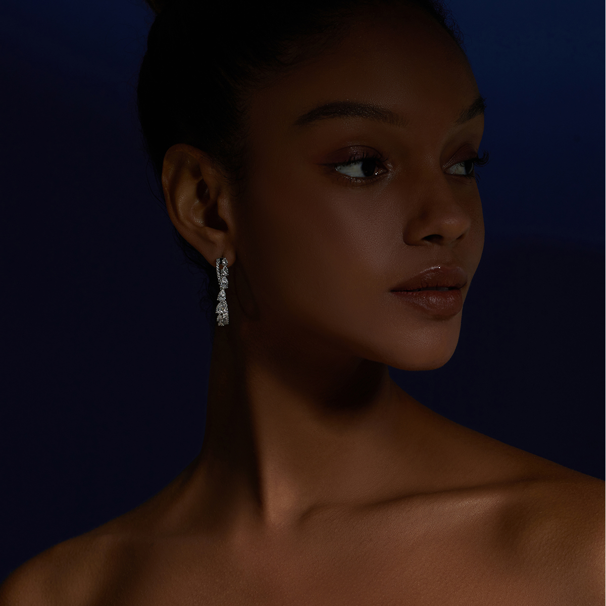 4.8 Carat Total Weight Pear Cut Lab Grown Diamond Double Row Crossover Inside-Out Hoop Earrings-Light Mark