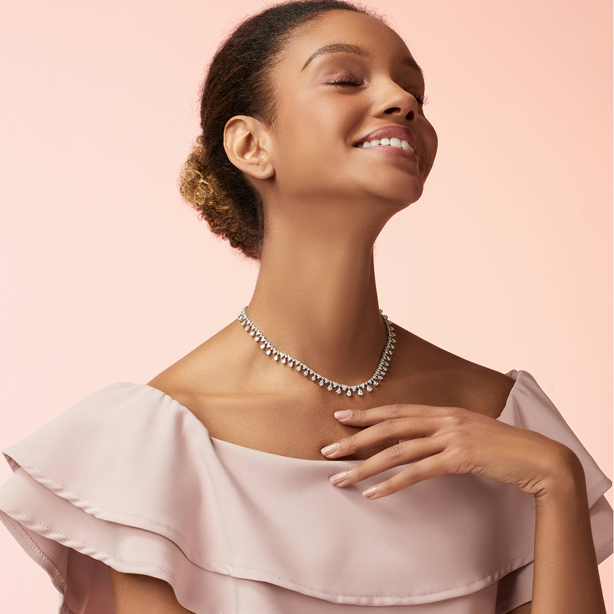  9 Carat Total Weight Mixed Cut Graduating Lab Grown Diamond Dangle Necklace in 18k White Gold