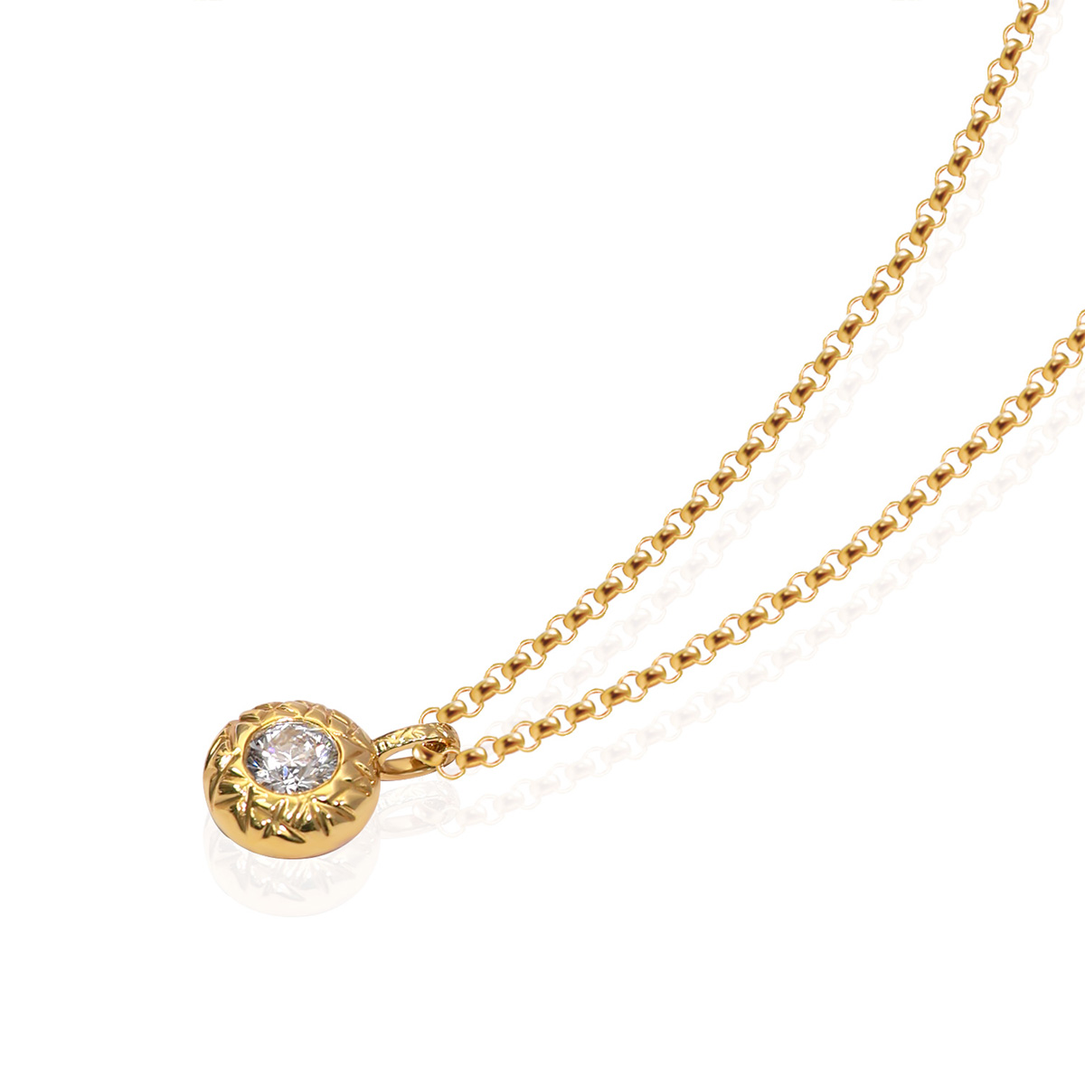 Bold Bezel Set Round Cut Lab Grown Diamond Necklace in 18k Gold  (0.2 Ct Tw)