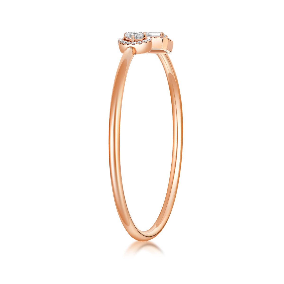 Pear and Emerald Diamond Toi et Moi Open Cuff Bangle in 18k Gold 