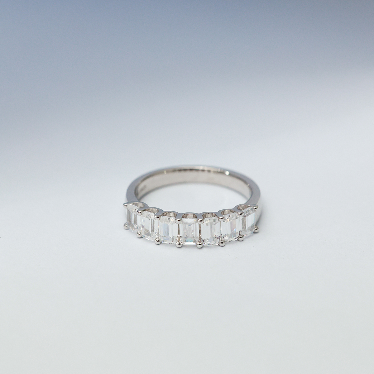 1.7 Carat Total Weight Seven Stone Emerald Cut Lab Grown Diamond Half Eternity Band -Light Mark