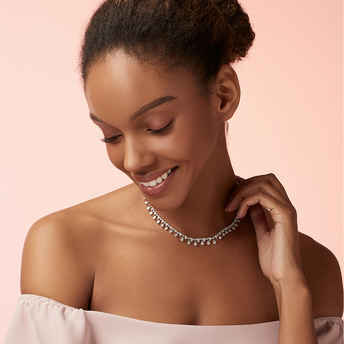  9 Carat Total Weight Mixed Cut Graduating Lab Grown Diamond Dangle Necklace in 18k White Gold