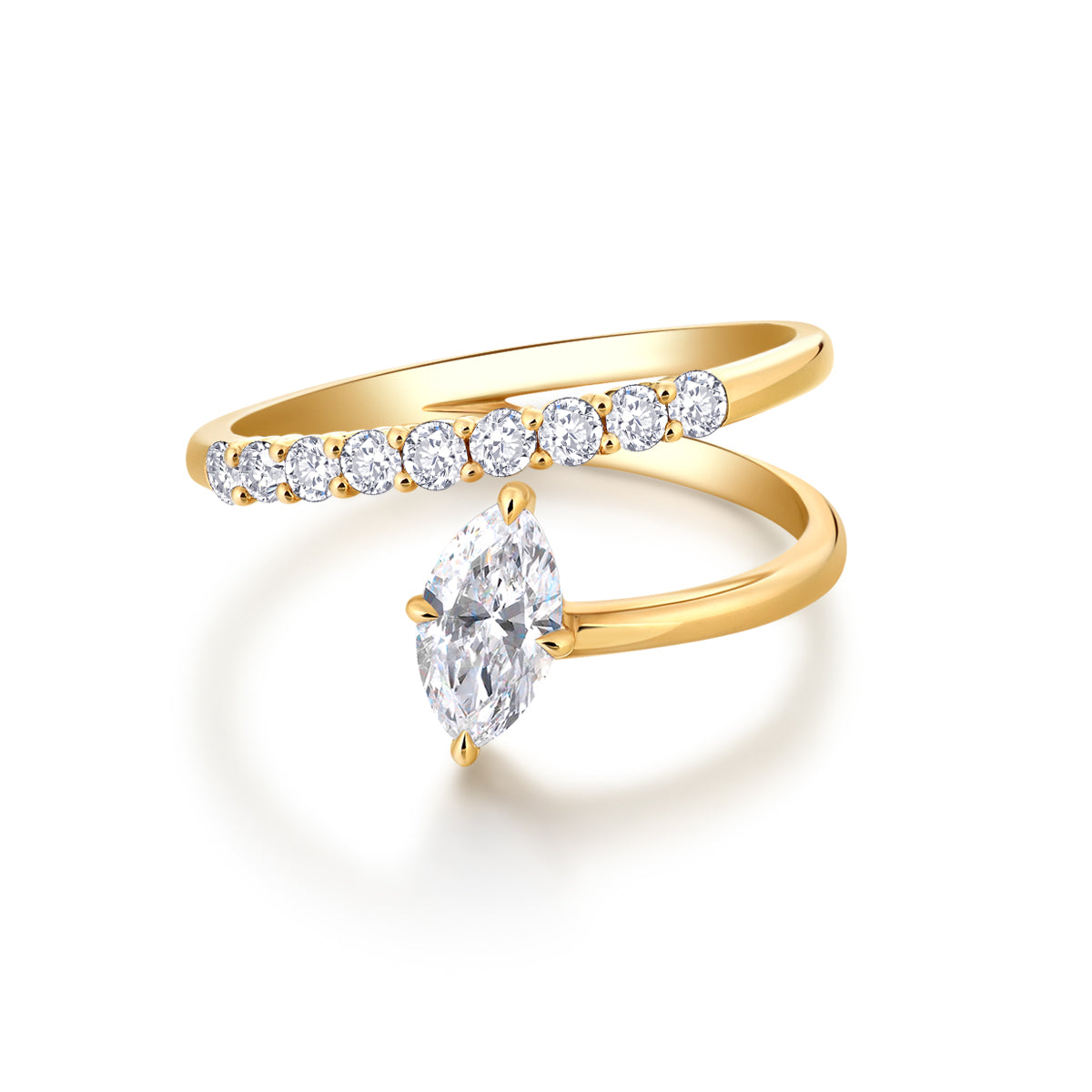 Marquise Cut Lab Grown Diamond Coil Ring in 18k Gold 