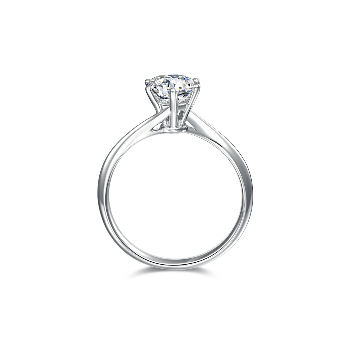 1 Carat Round Cut Lab Grown Diamond Wave Curved Solitaire Engagement Ring