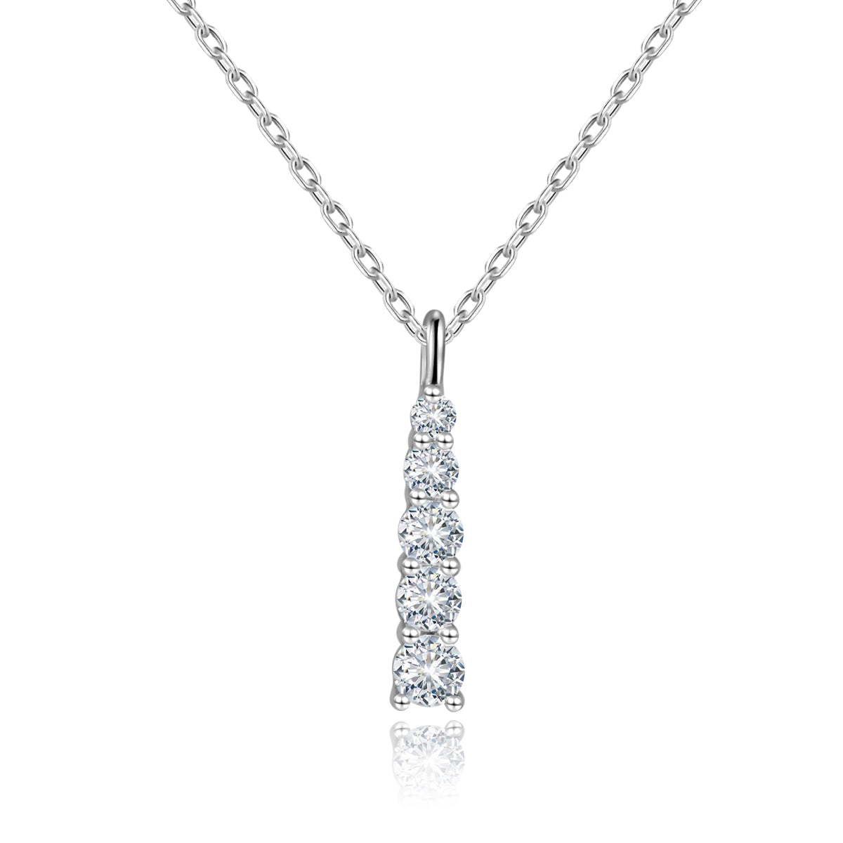 5 Stone Lab Grown Diamond Dangle Pendant Necklace (0.13 Ct Tw)