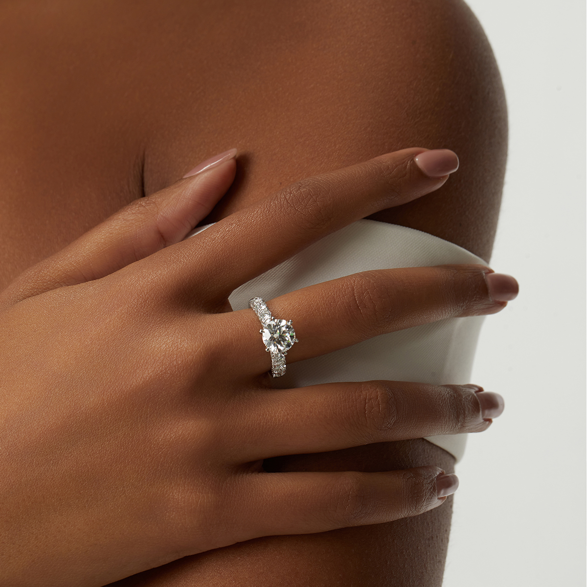  2 Carat Center Stone Round Cut Lab Grown Diamond Hidden Halo Engagement Ring (3.1 Ct Tw)-Light Mark