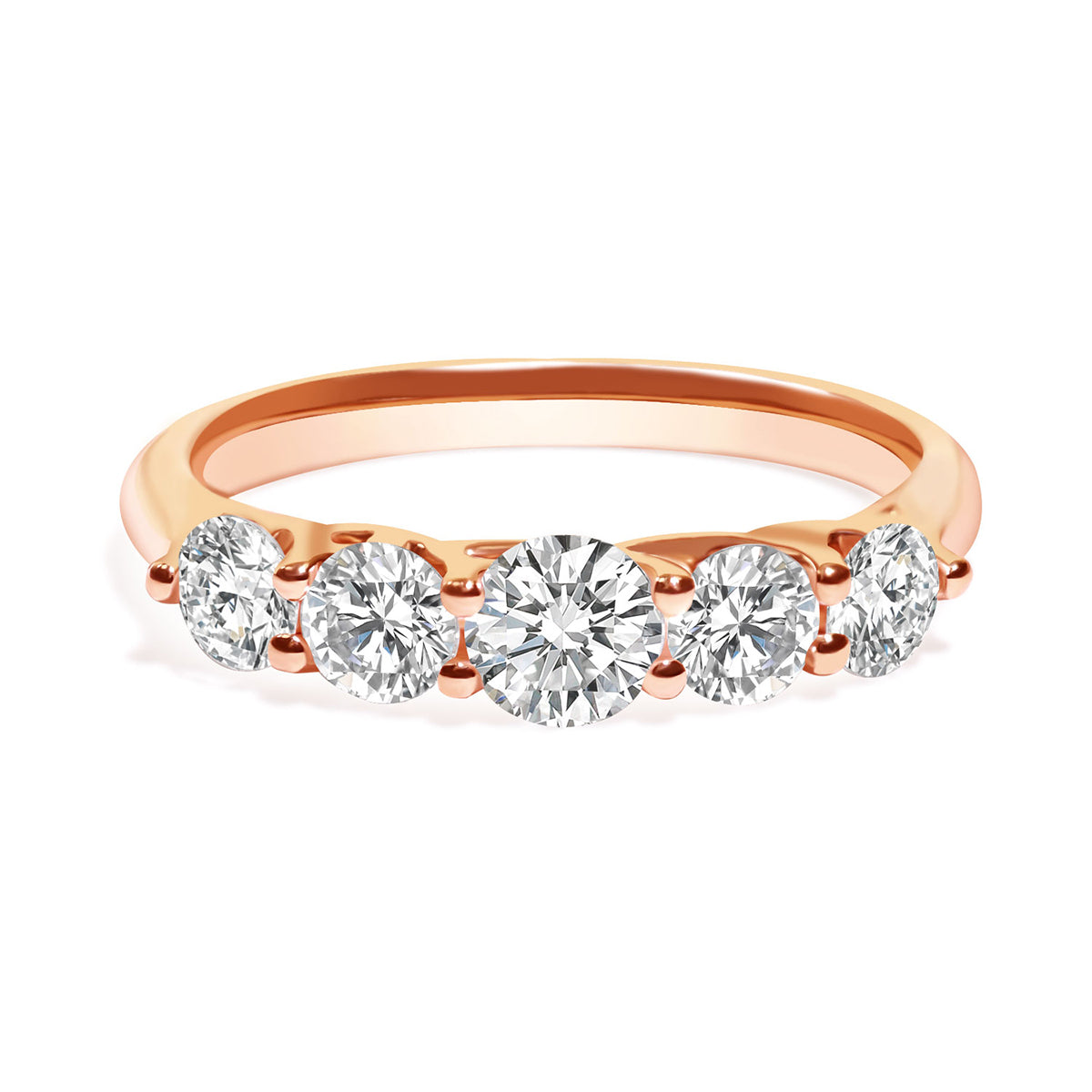 Round Cut Lab Grown Diamond Five-Stone Anniversary Band in 18k Gold ( 1 Ct Tw)