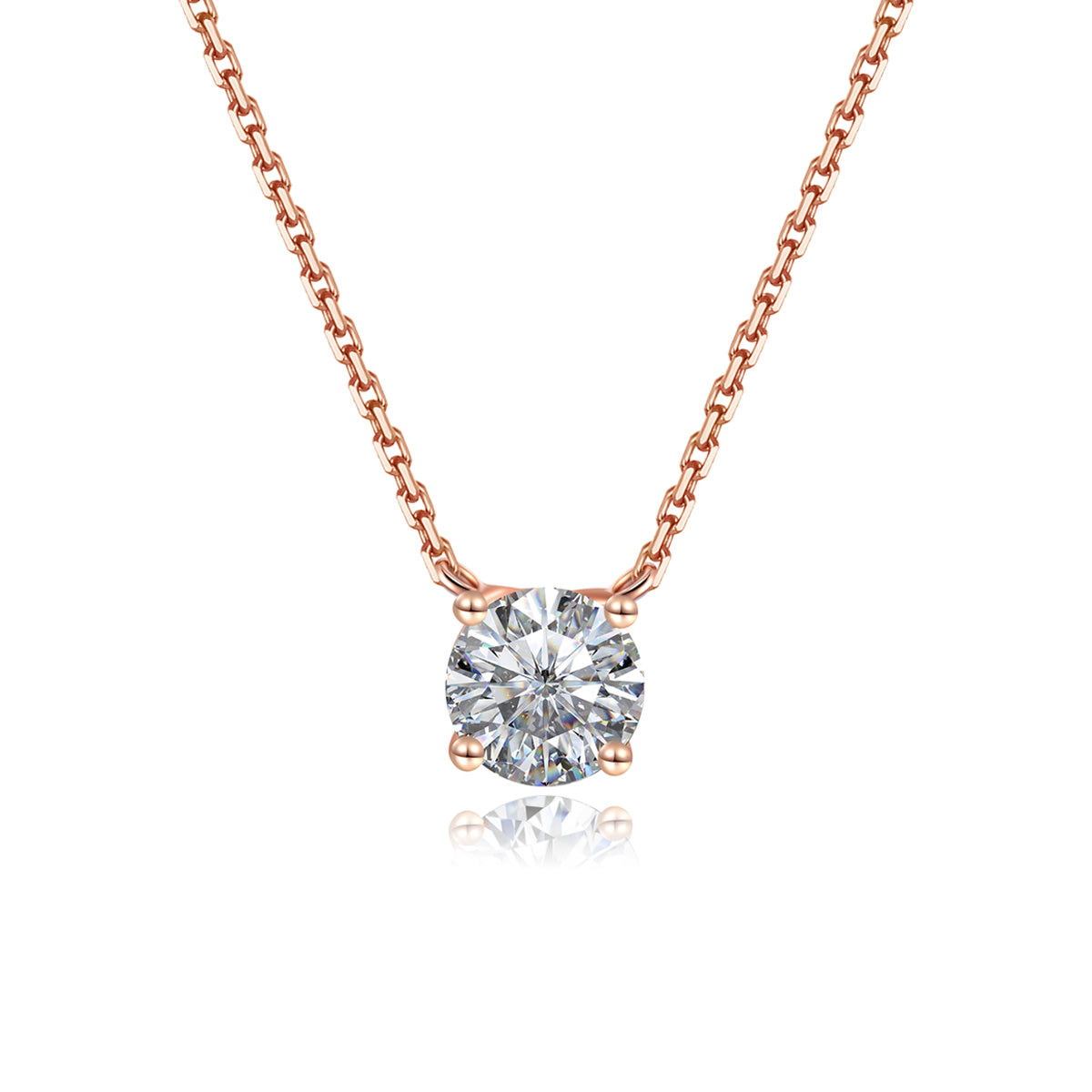 4 Prong Brilliant Round Cut Lab Grown Diamonpendant Necklace in 18k Gold ( 0.7 Ct Tw)