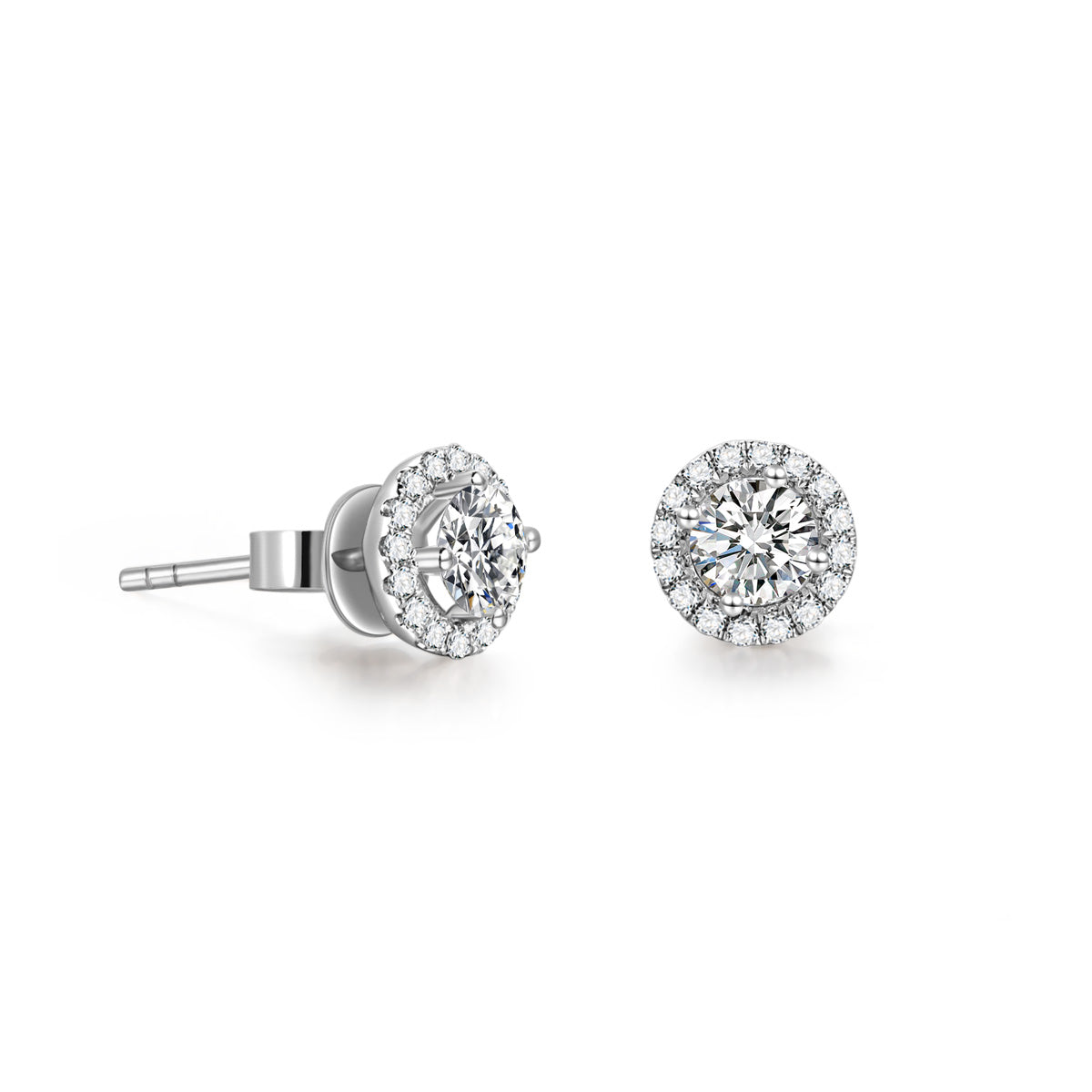 Halo Round Cut Lab Grown Diamond Stud Earrings in 18k Gold( 0.7 Ct Tw)