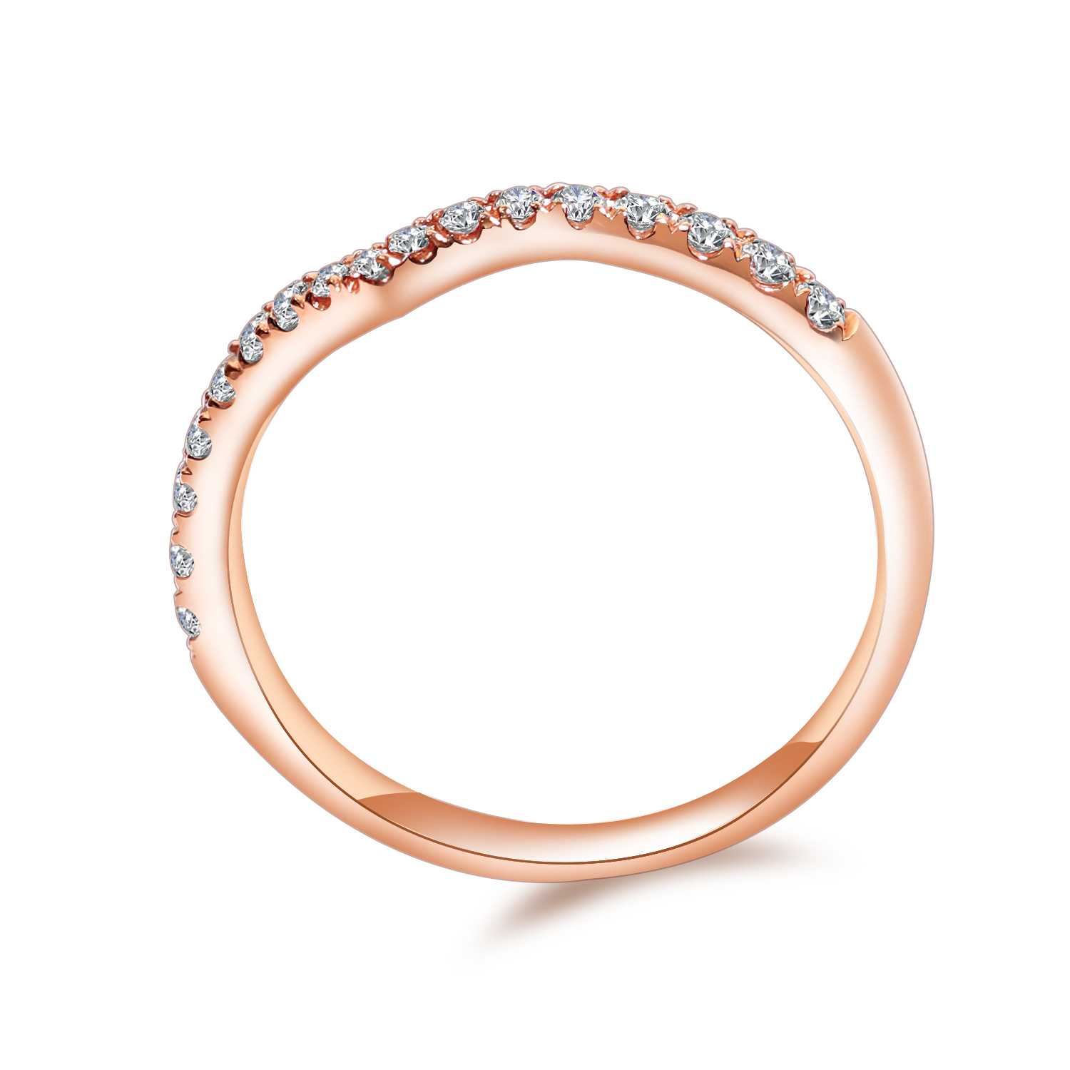 V-Shape Lab Grown Diamond Scallop Setting Ring in 18k Gold ( 0.2 Ct Tw)