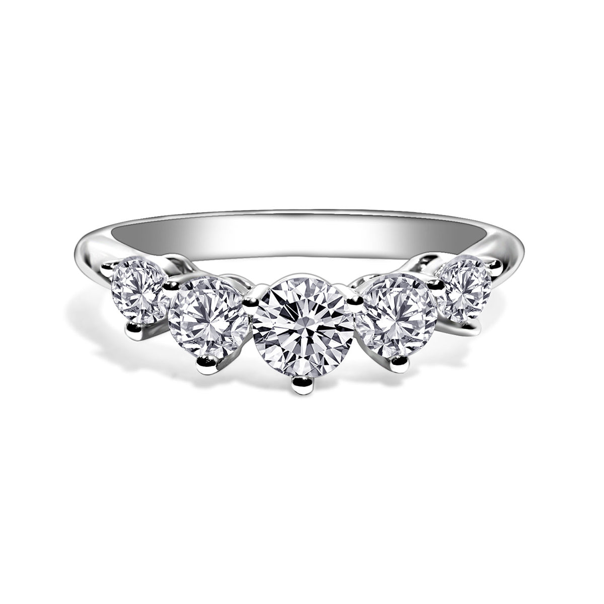 5-Stone Graduated Round Cut Lab Grown Diamond Ring in 18k Gold ( 0.8 Ct Tw)