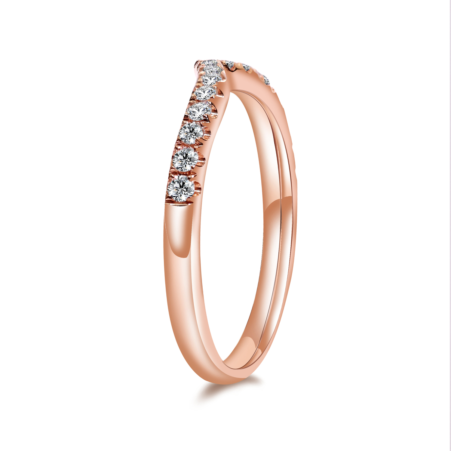 V-Shape Lab Grown Diamond Scallop Setting Ring in 18k Gold ( 0.2 Ct Tw)