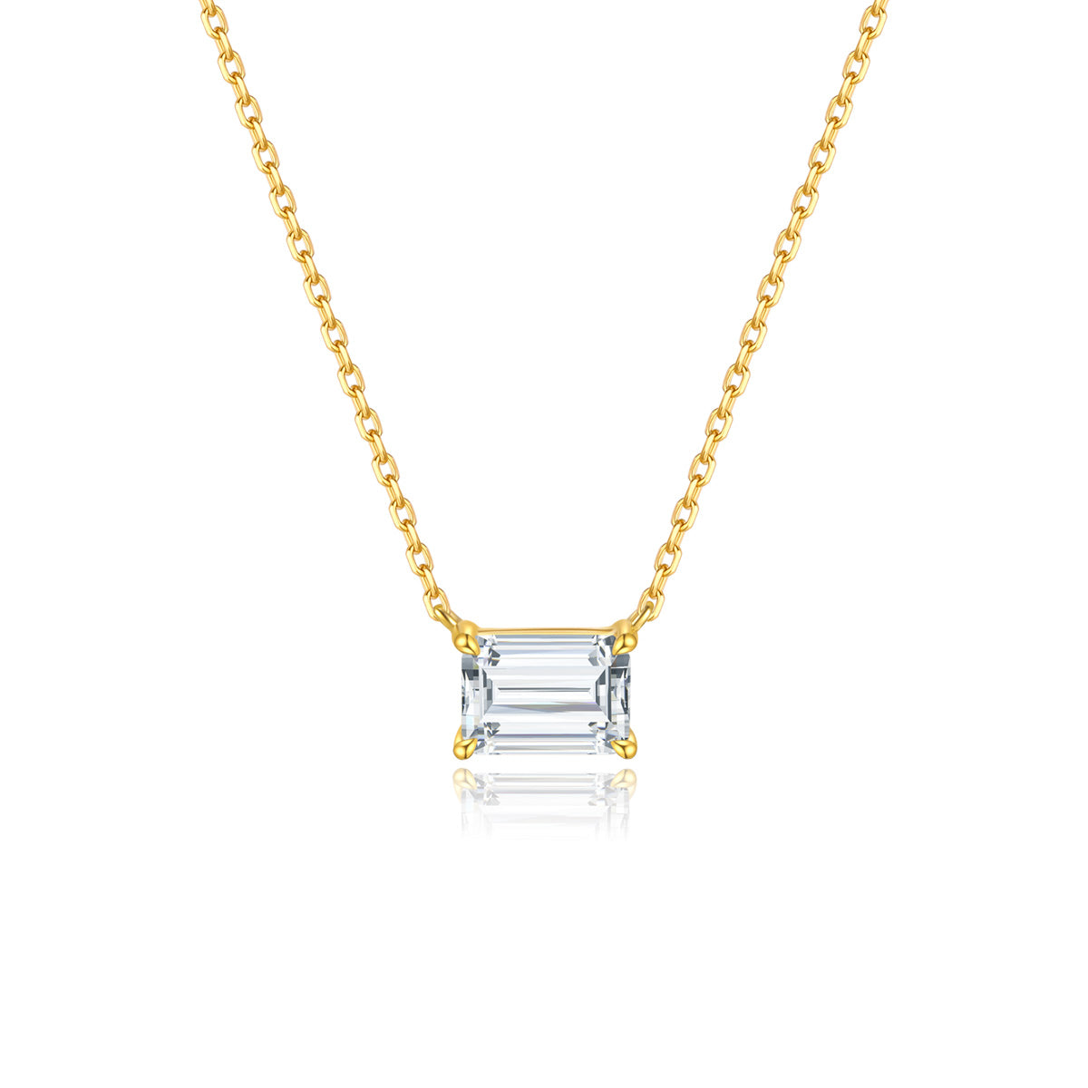 Emerald Cut Lab Grown Diamond Solitaire Pendant Necklace in 18k Gold ( 0.8 Ct Tw)