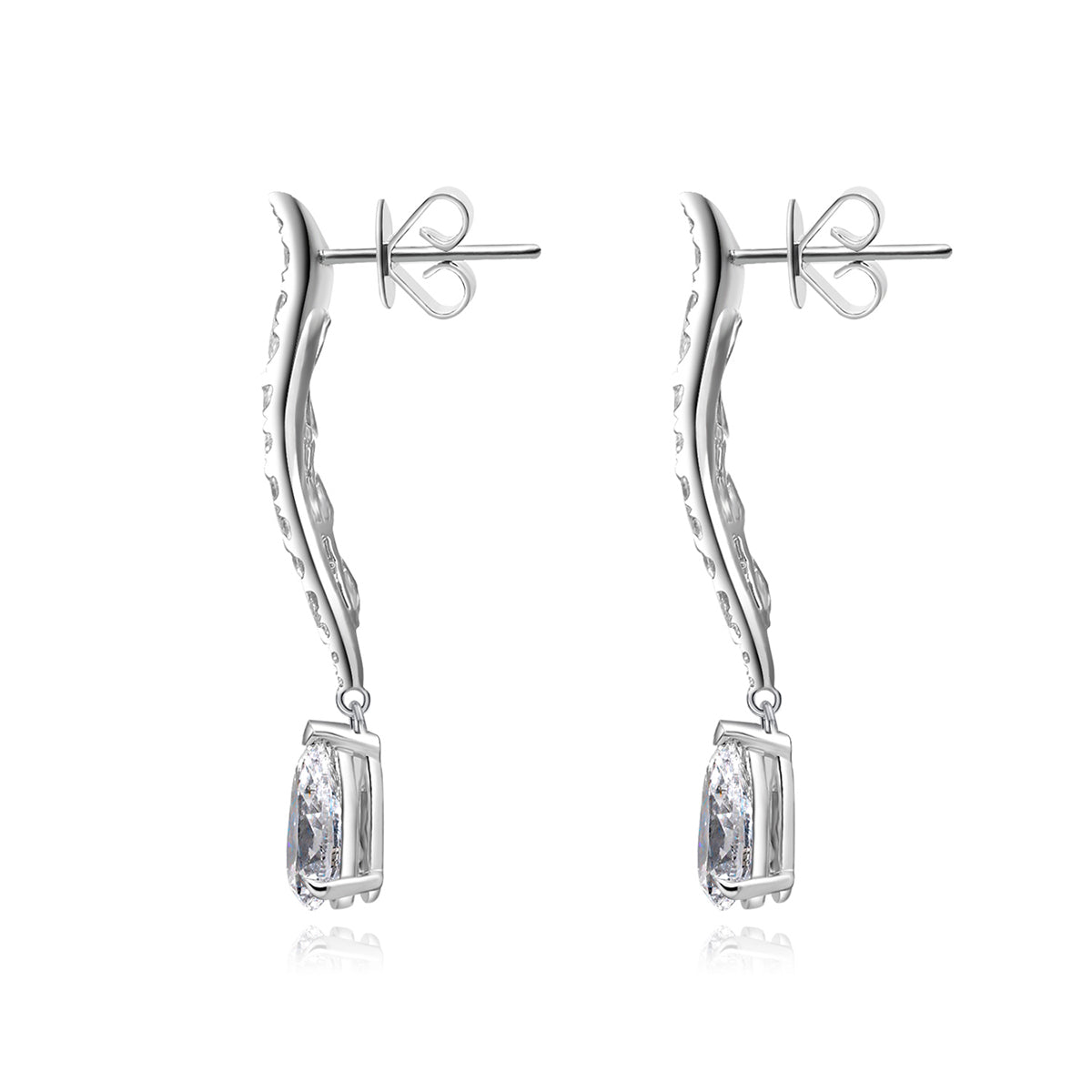 Windy Wheat Pear and Round Cut Lab Grown Diamond Drop Earrings( 4.6 Ct Tw)