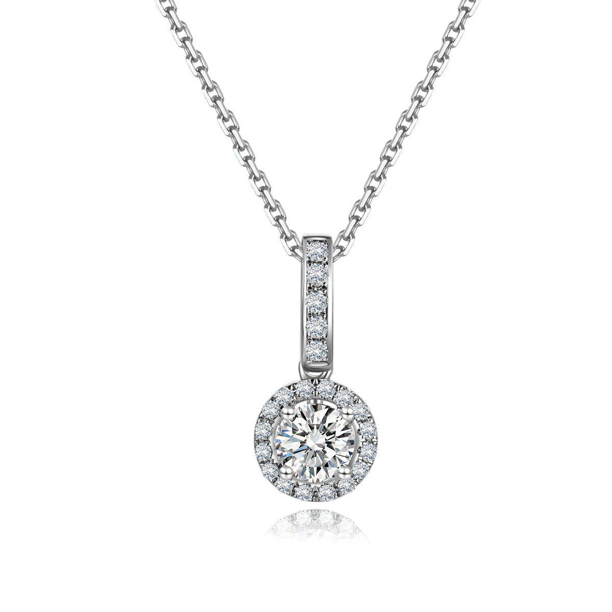 Halo Round Cut Lab Grown Diamond Pendant Necklace in 18k Gold ( 0.7 Ct Tw)