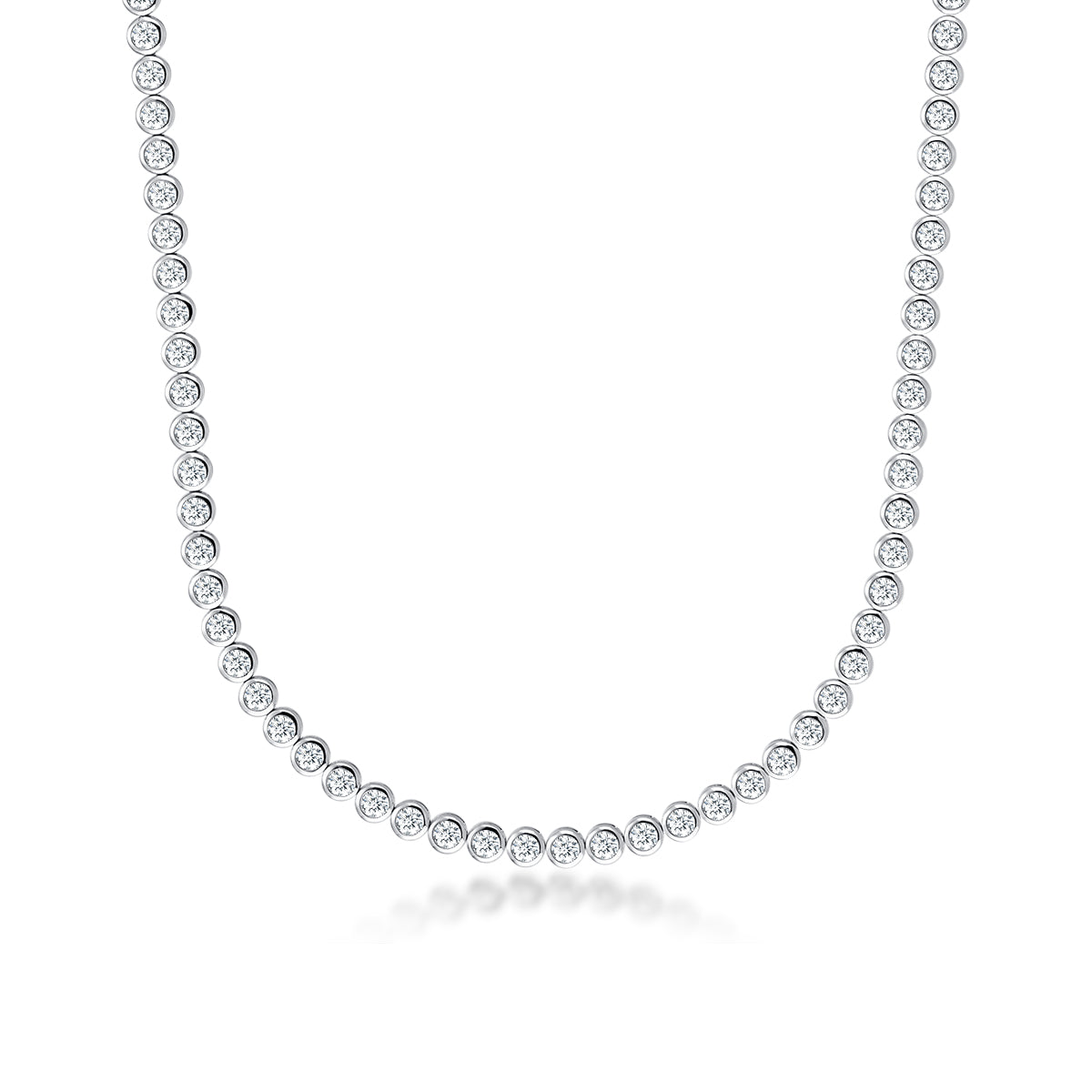 Bezel Set Lab Grown Diamond Tennis Necklace in 18k Gold( 7.9 Ct Tw)