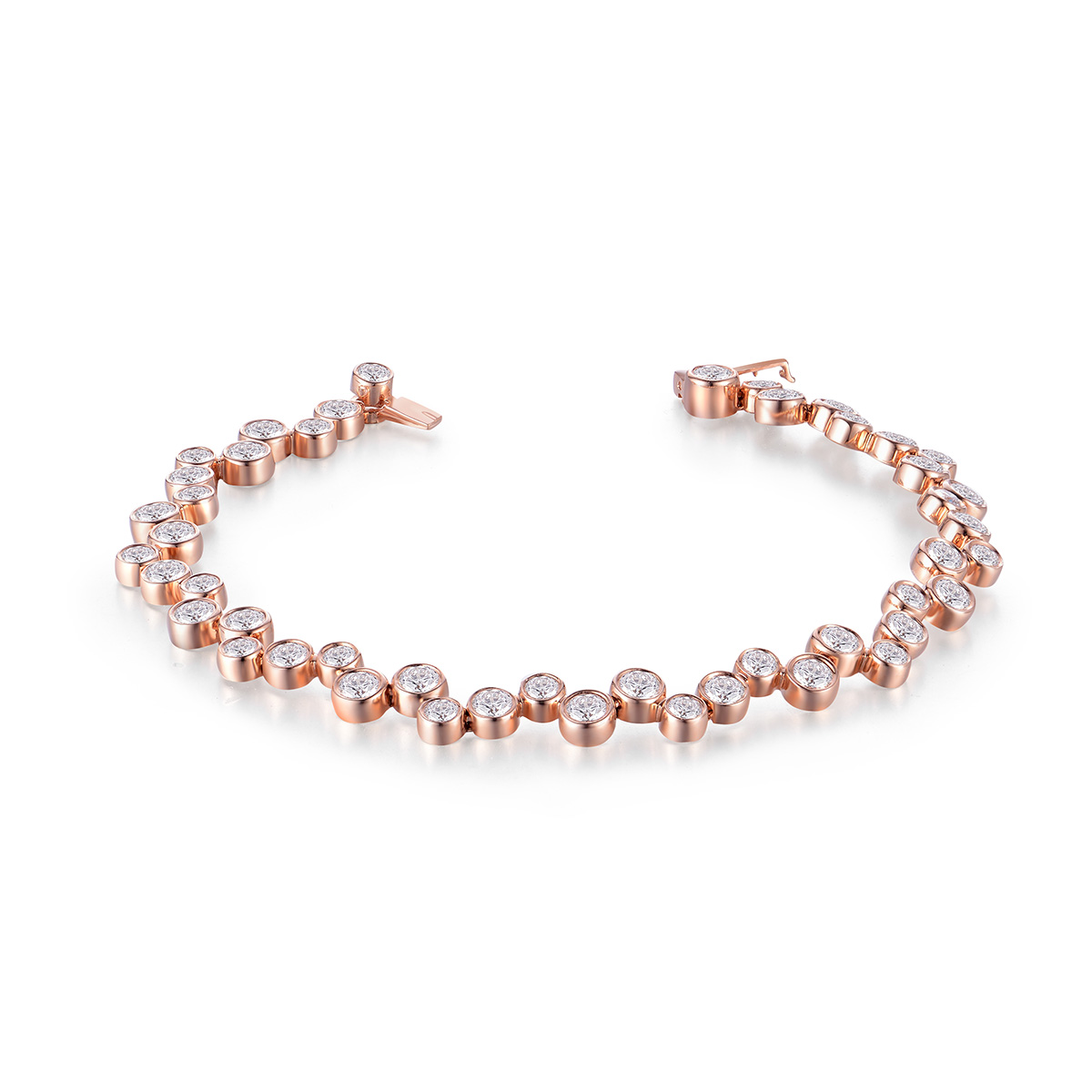 Lab-Grown Diamond 2.93ct. tw. Round Cut  18k Rose Graduated Riviera Fashion Gold  bracelet