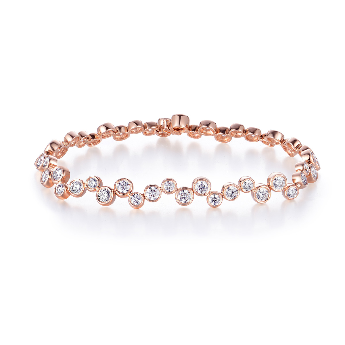 Lab-Grown Diamond 2.93ct. tw. Round Cut  18k Rose Graduated Riviera Fashion Gold  bracelet