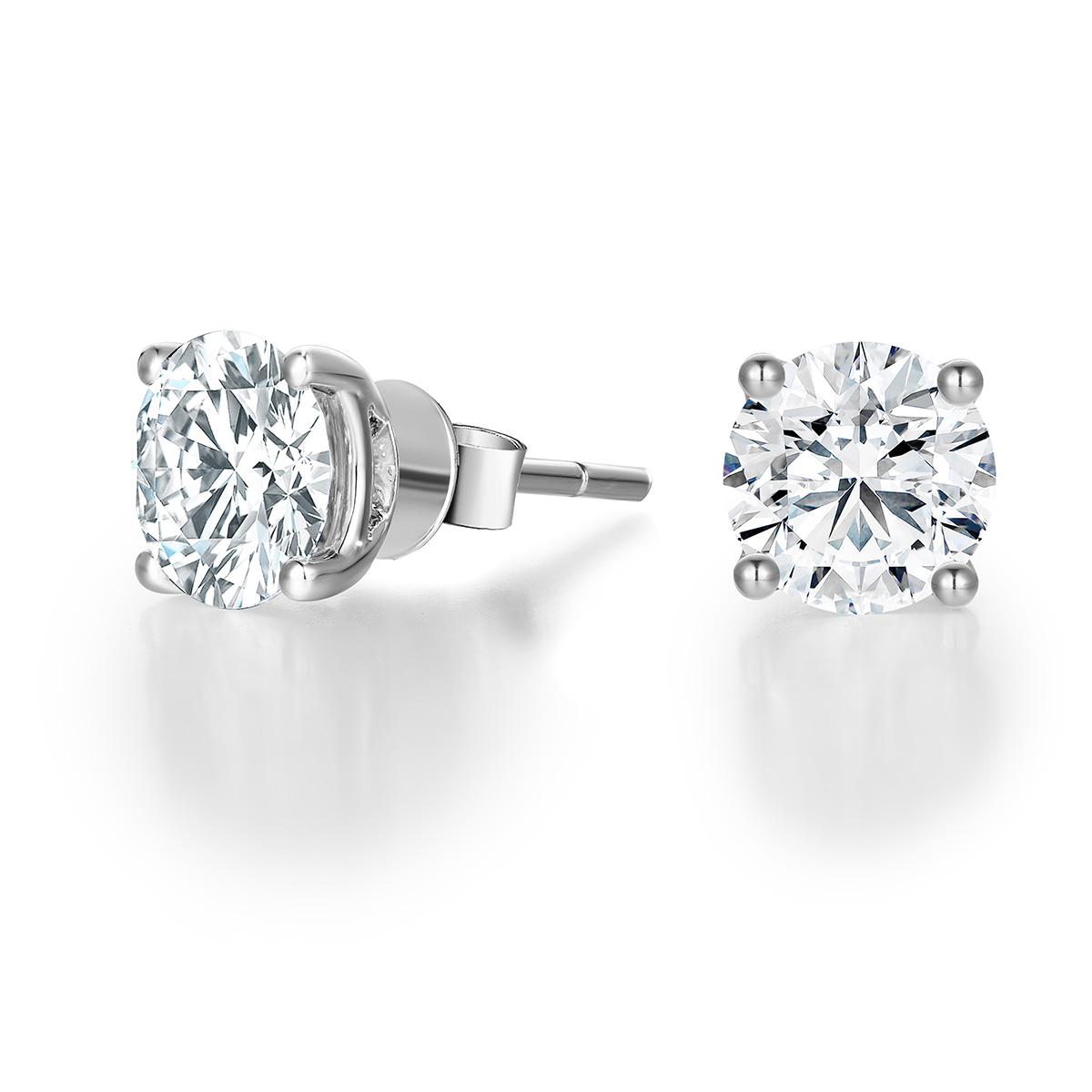 Lab-Grown Diamond 2.3ct. tw. Round Cut18k White Gold Earrings Four Prong