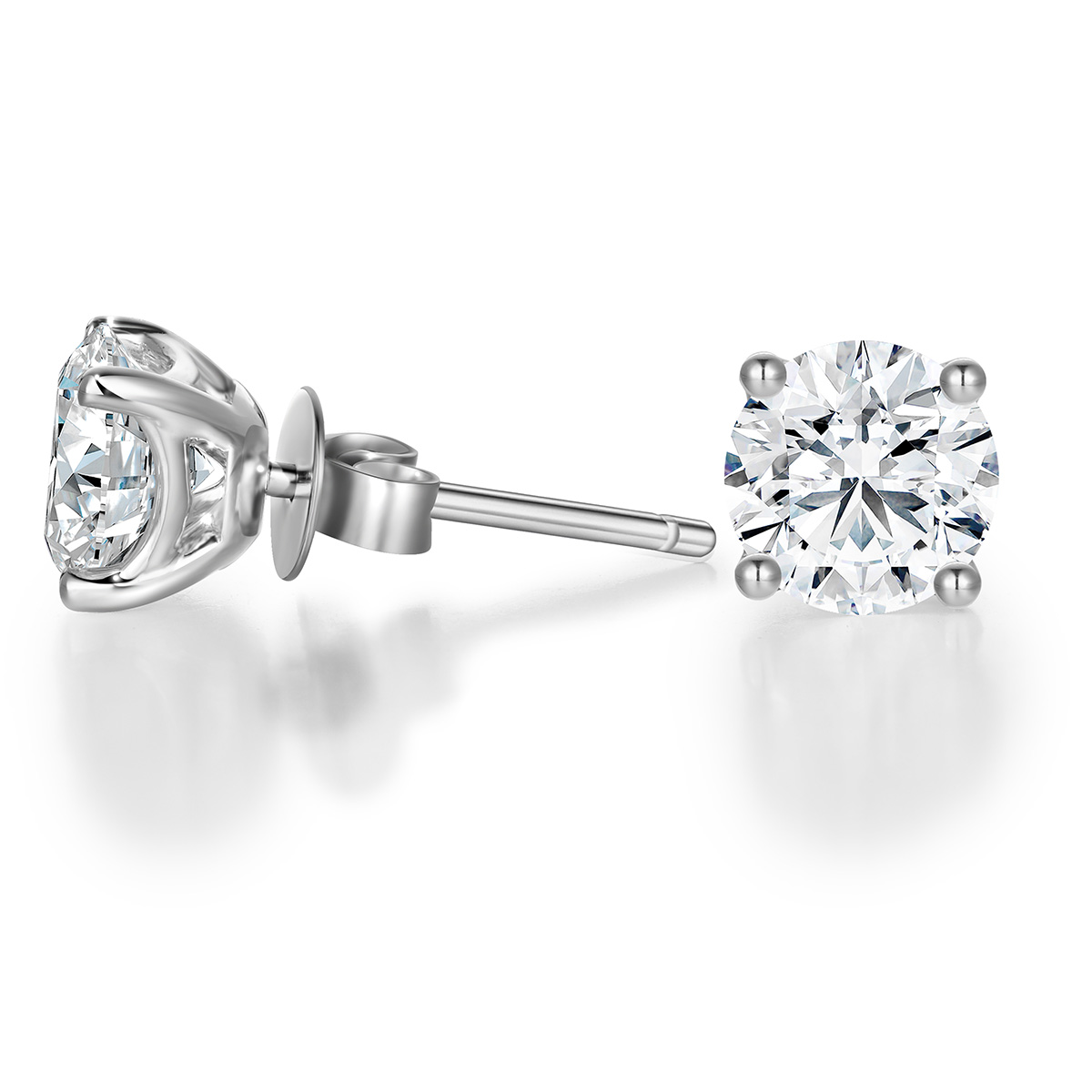 Lab-Grown Diamond 2.3ct. tw. Round Cut18k White Gold Earrings Four Prong