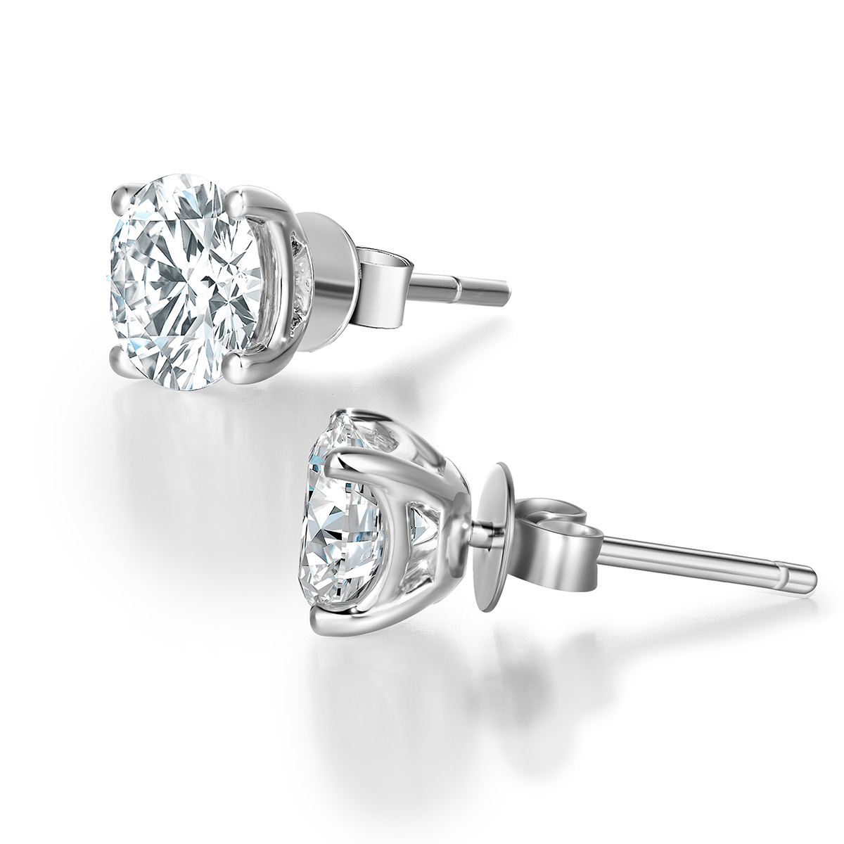 Lab-Grown Diamond 2.3ct. tw. Round Cut18k White Gold Earrings Four Prong