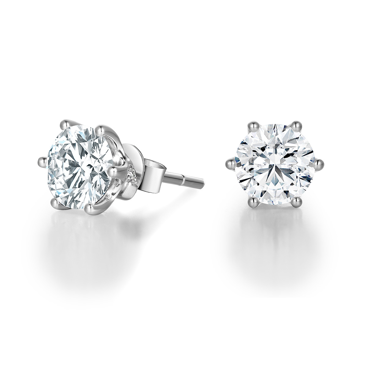 Lab-Grown Diamond 2.5ct. tw.18k White Gold Earrings Six Prong