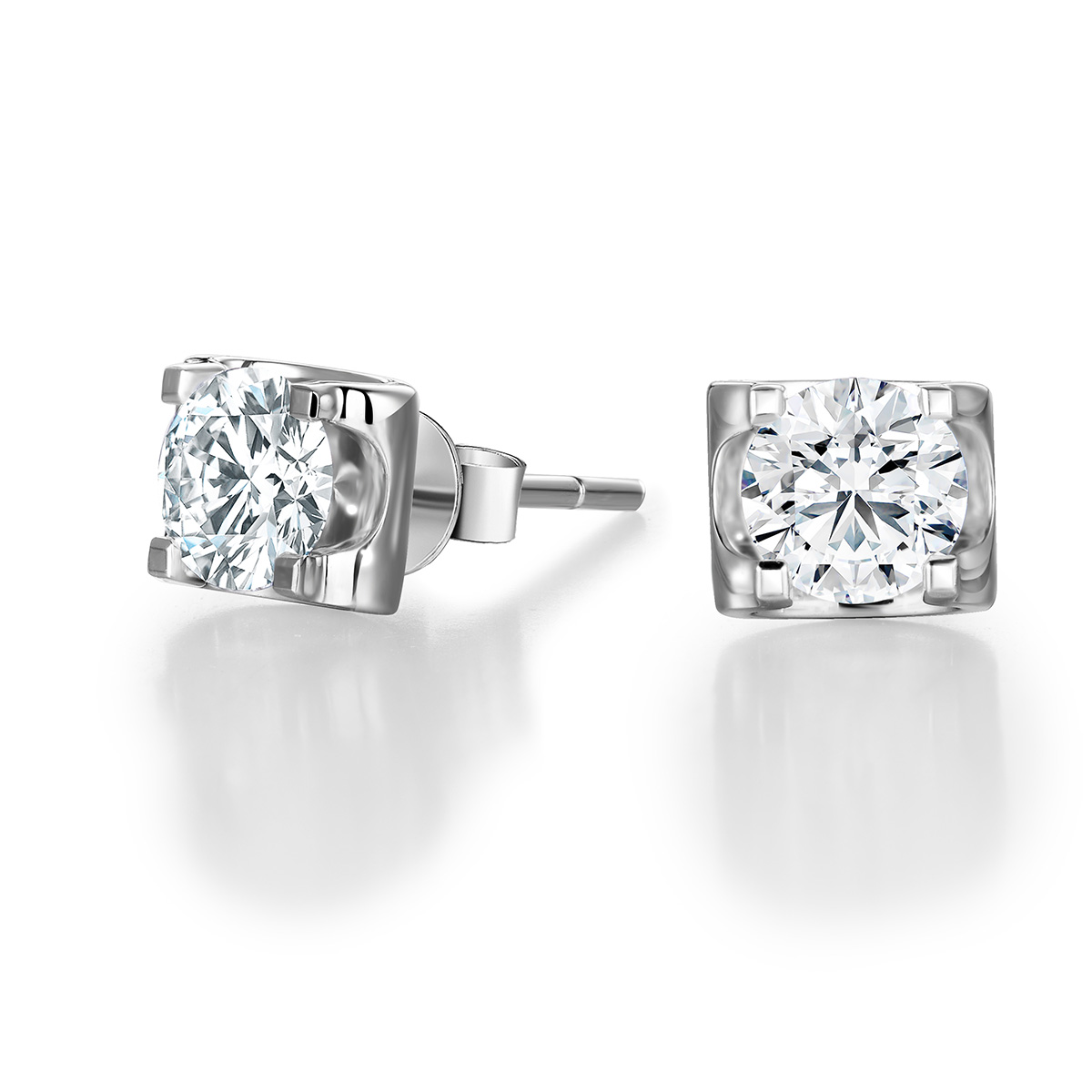 Lab-Grown Diamond 1.1ct. tw. Round Cut 18k White Gold Earrings