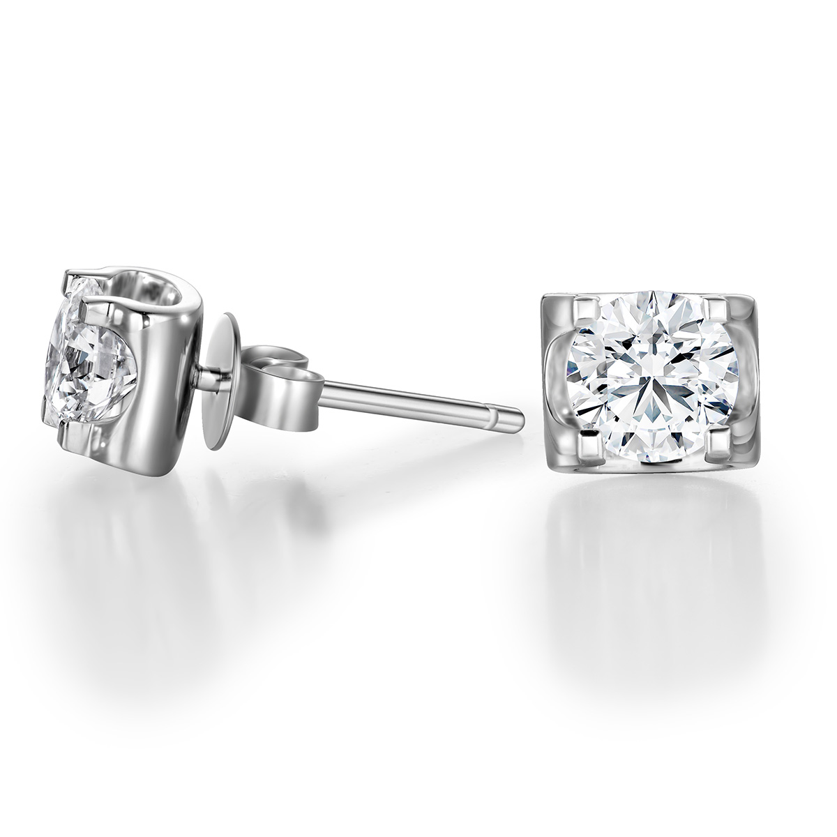 Lab-Grown Diamond 1.1ct. tw. Round Cut 18k White Gold Earrings