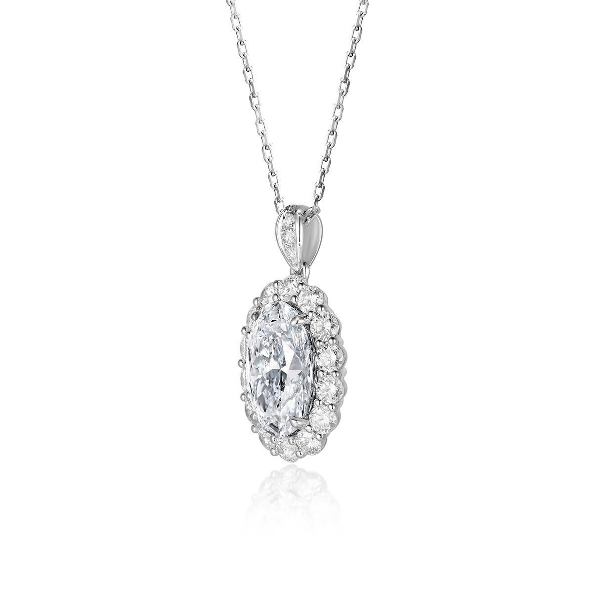 Lab-Grown Diamond 2ct. tw.Oval Cut Pave 18k White Gold Necklace
