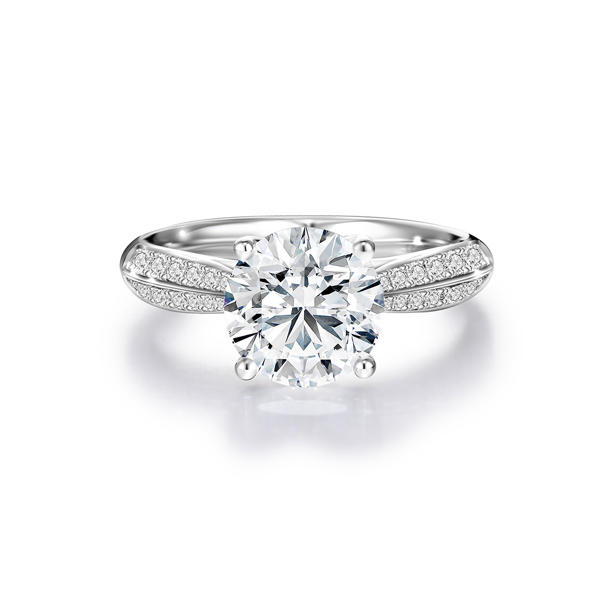 Lab-Grown Diamond 2.5ct. tw. Round Cut 18k White Gold Rings Four Prong