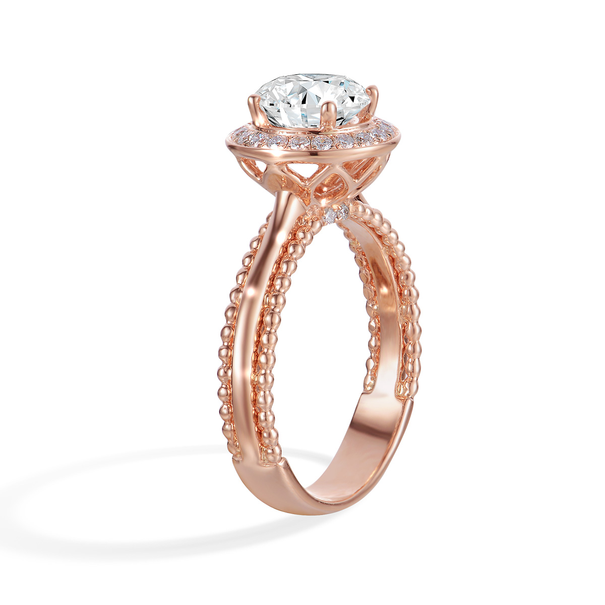 Lab-Grown Diamond 1.18ct. tw.Round Cut 18k Rose Gold Rings