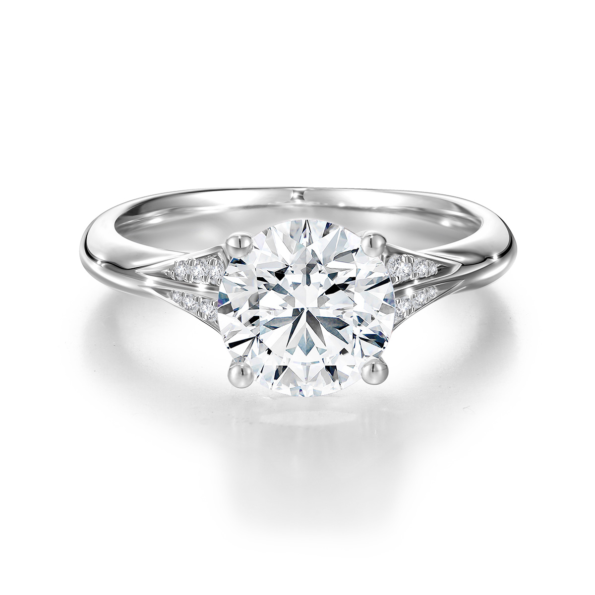 Lab-Grown Diamond 2.1ct. tw.Round Cut 18k White Gold Rings Four Prong