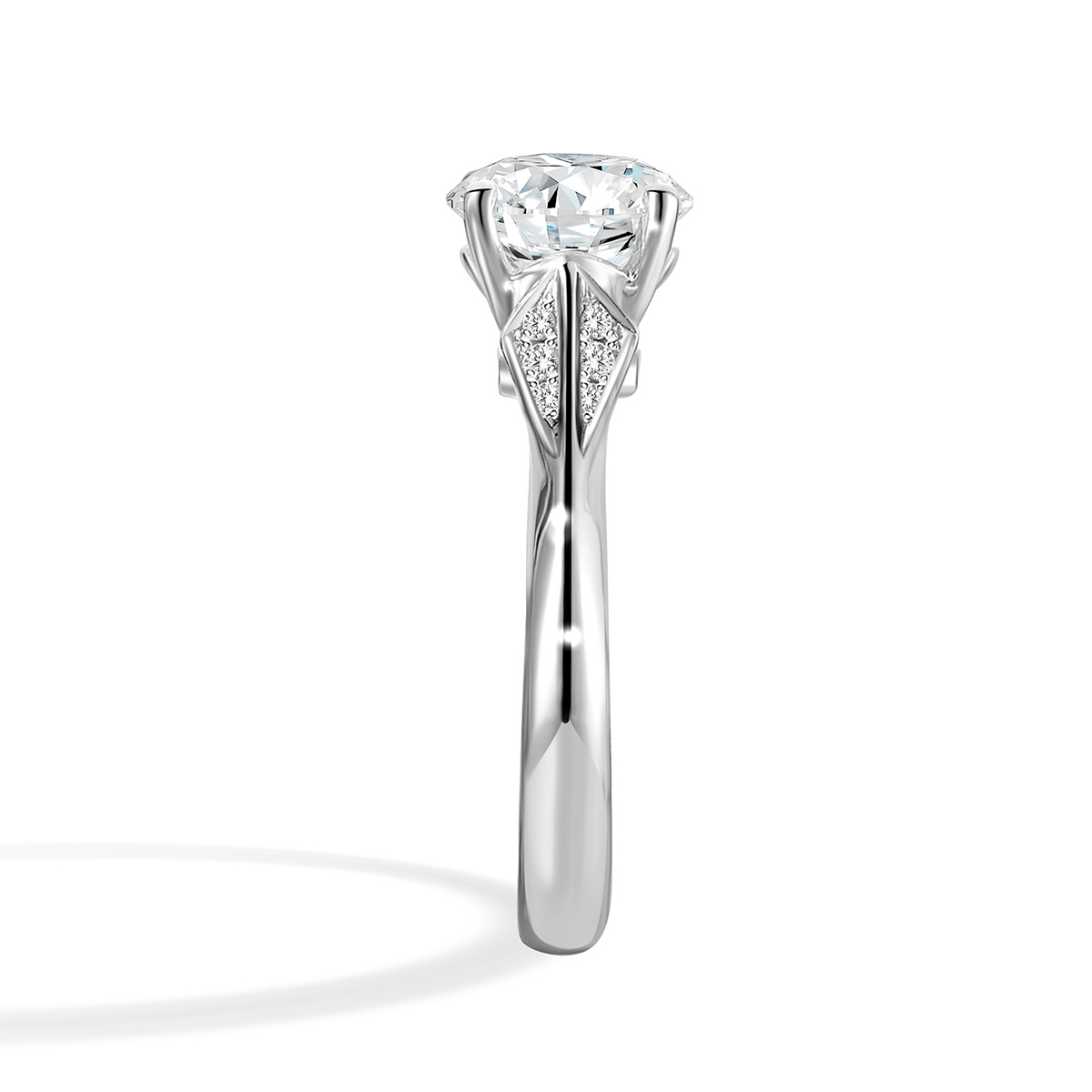 Lab-Grown Diamond 2.1ct. tw.Round Cut 18k White Gold Rings Four Prong