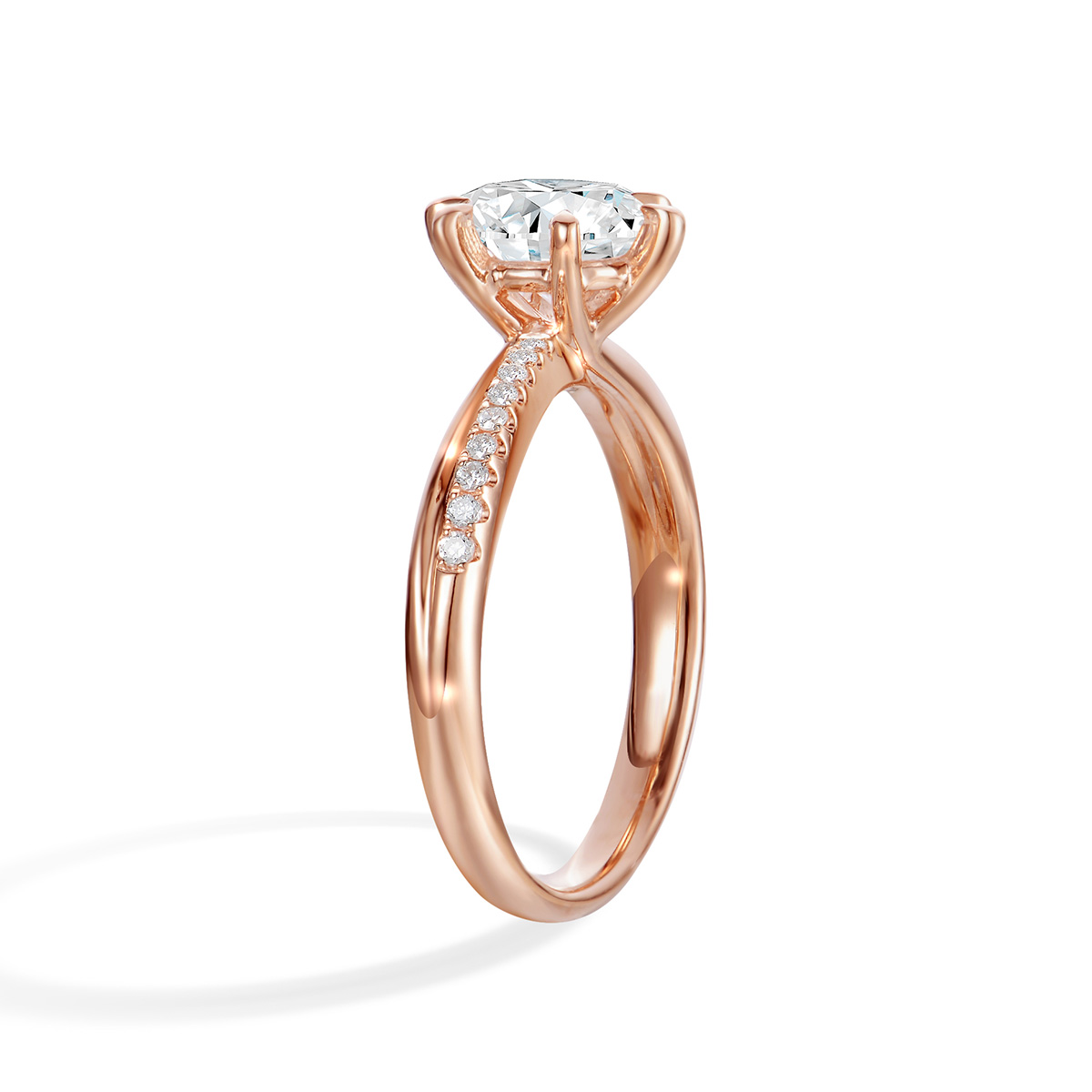 Lab-Grown Diamond 1.18ct. tw.Round Cut 18k Rose Gold Rings Four Prong