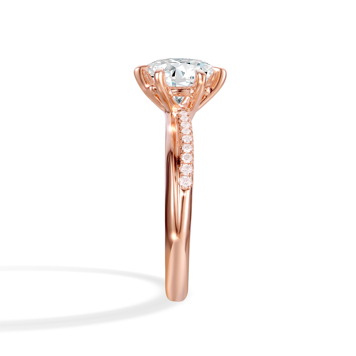 Lab-Grown Diamond 1.18ct. tw.Round Cut 18k Rose Gold Rings Four Prong