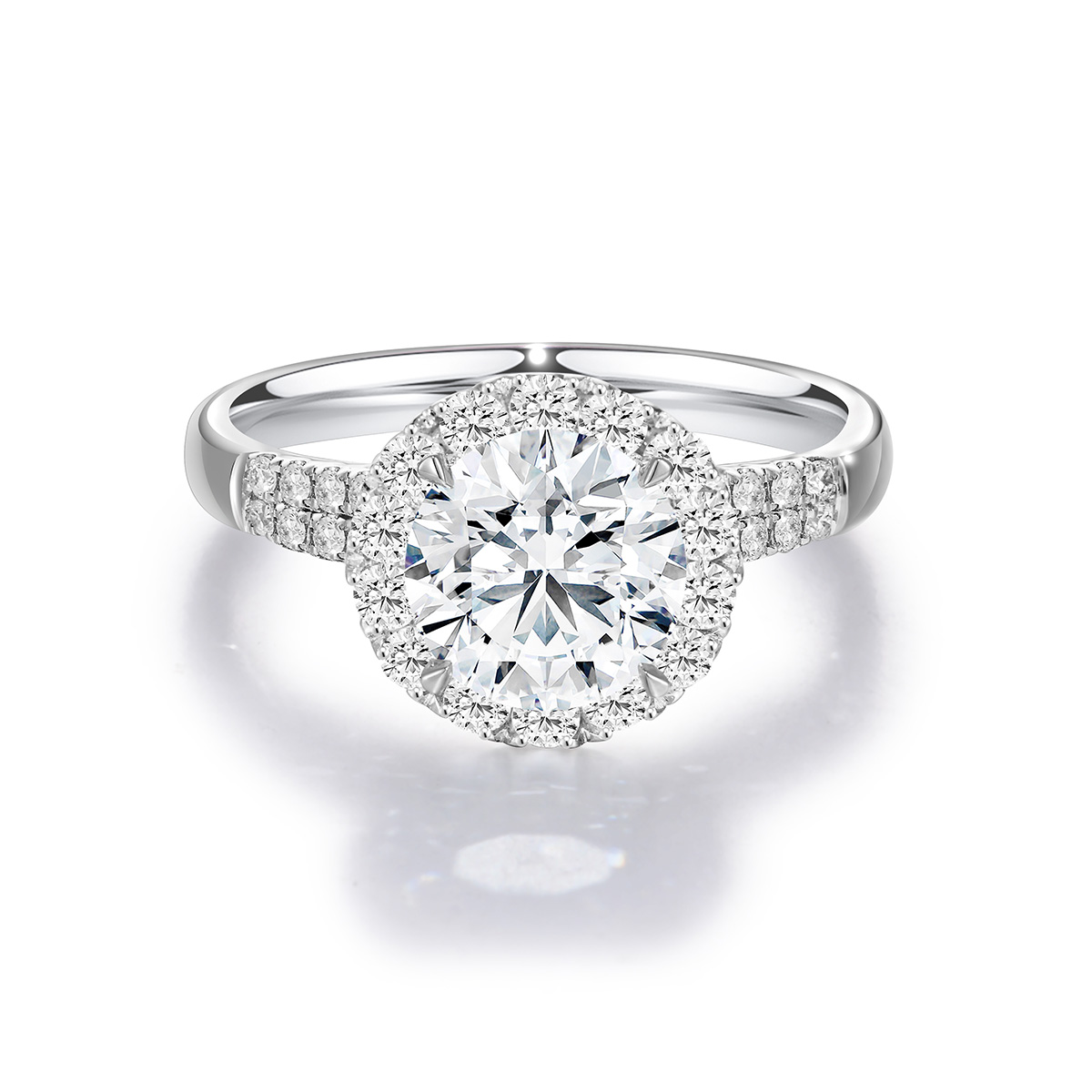 Lab-Grown Diamond 1.58ct. tw.Round Cut 18k White Gold Rings