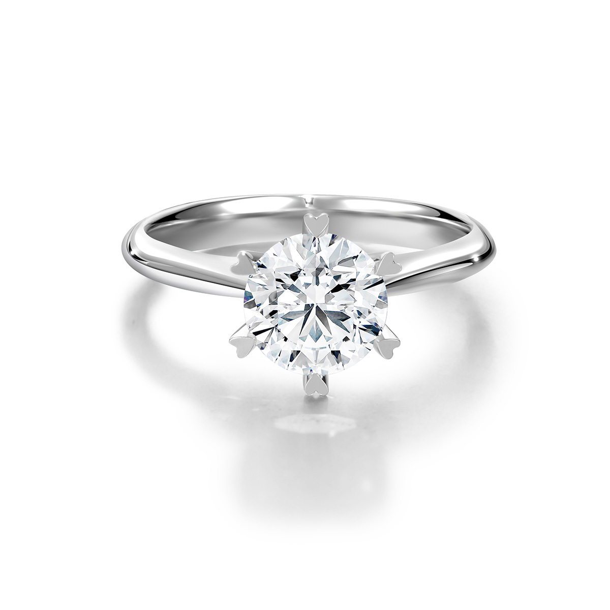 Lab-Grown Diamond 1.59ct. tw. Round Cut  18k White Gold Rings Six Prong